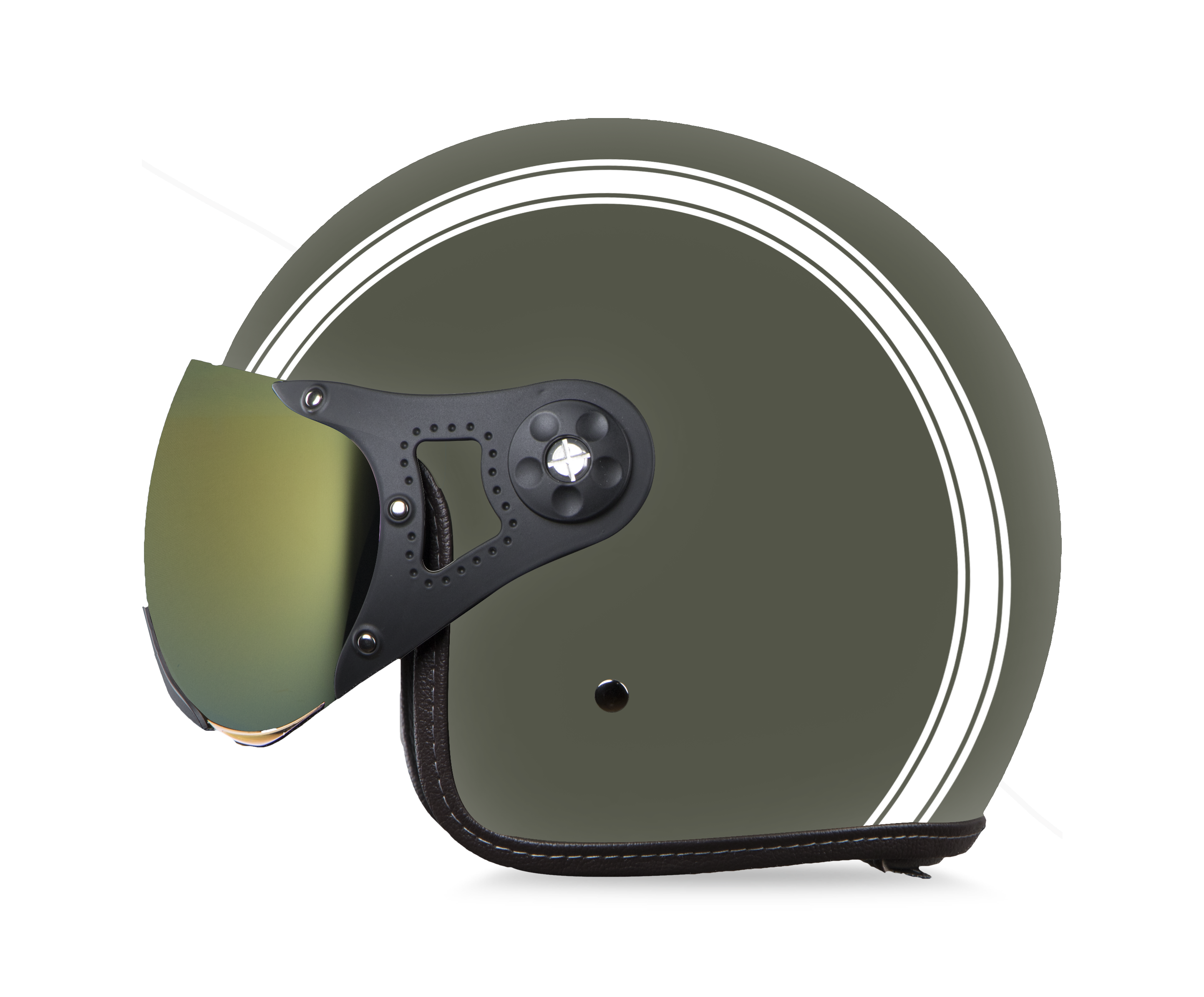 SB-40 DOT STRIPE MAT BATTLE GREEN WITH WHITE (WITH EXTRA CLEAR VISOR)